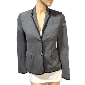J. CREW Knit Blazer Heather Gray Black Trim Stretch Women's Size 4